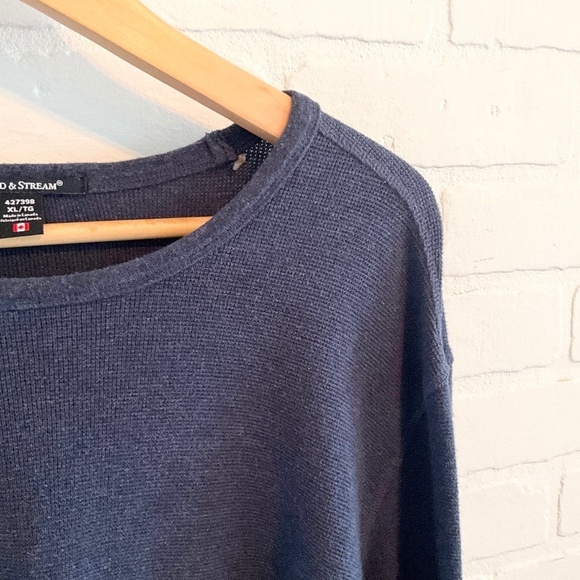 Field&Stream Men Tee Micro Waffle knit Henley thermal Long sleeve cotton Blue XL - Picture 5 of 11